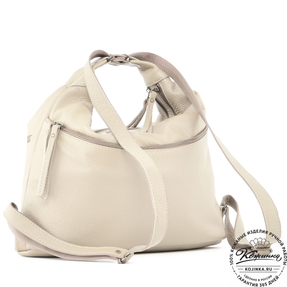  Женская кожаная сумка-трансформер "Ливадия" (бежевая)